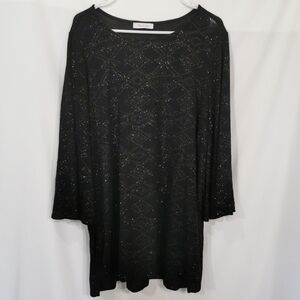 Theo & B Bell Sleeve Hi-Lo Shimmer Tunic Sweater in Black - Sz 1X Open To Offers